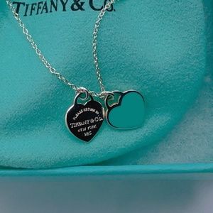 Tiffany&Co. Mini Double Heart Tag Pendant In Silver BNWB